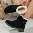 thumbnail image 3 of Rokment Bow Mid Calf Snow Boots for Women Girls 2025 Ethnic Fuzzy Warm Suede Bowknot Short Dress Ankle Booties, 3 of 7