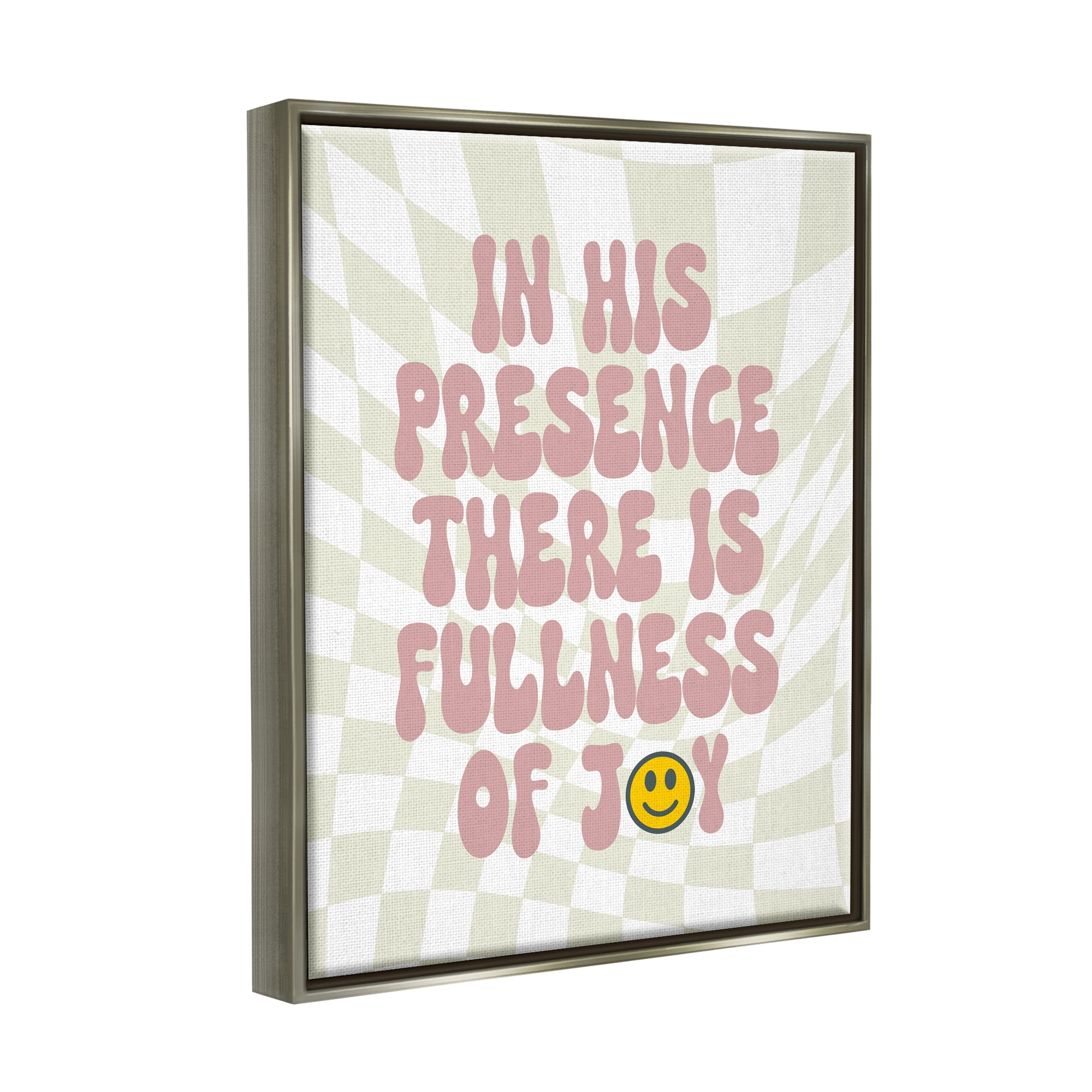 Stupell Industries Retro Religious Patterned Inspirational Painting Gray Floater Framed Canvas Art Print Wall Art, 25 x 31