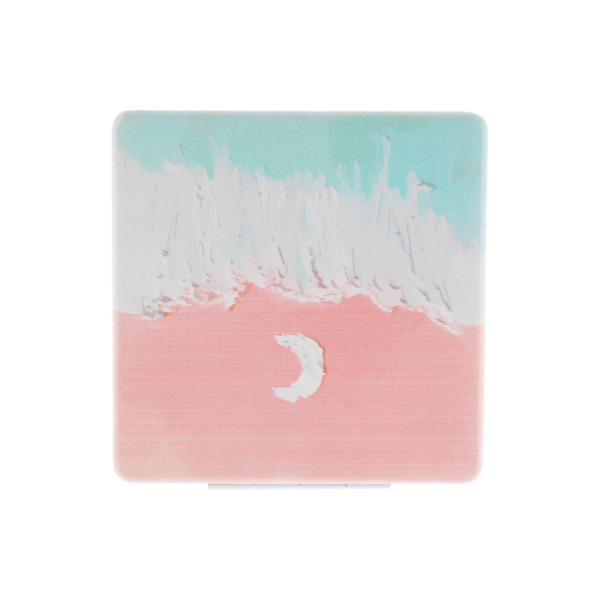 Unique Bargains Square Hand-drawn Makeup Mirror Lake Blue White 1 Pc