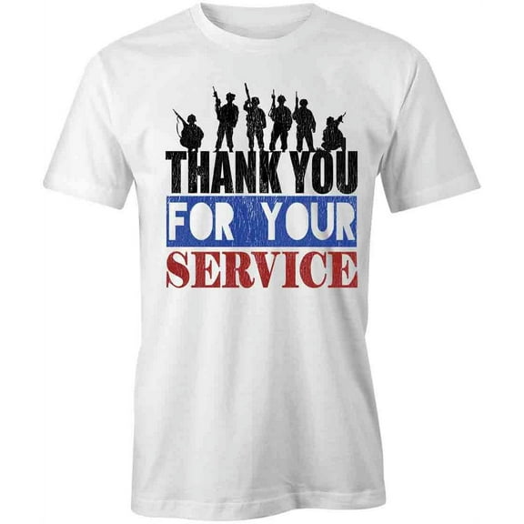 Thank You For Service T-Shirt | Patriotic American White Tee Gift