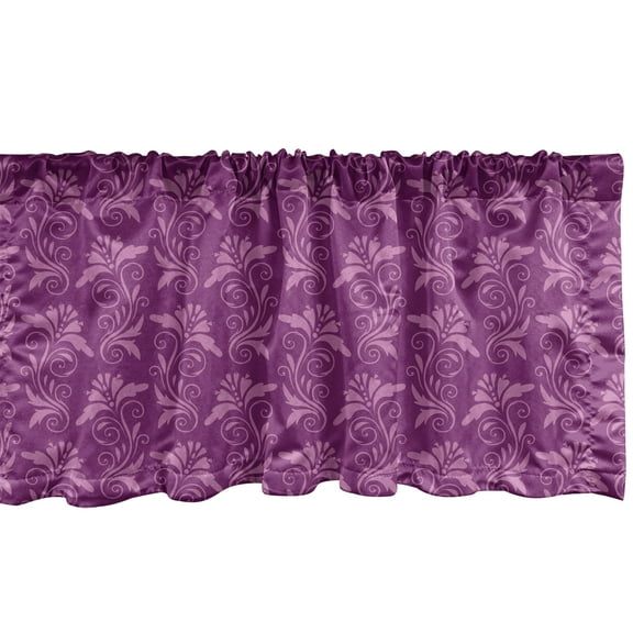 Ambesonne Damask Window Valance, Abstract Flowers Graphic, 54" X 12", Magenta Fuchsia