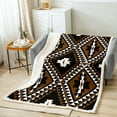 thumbnail image 2 of Rustic Western Twin 60"X80" Throw Blanket For Men,Southwestern Aztec Fleece Blanket Bohemian Sherpa Blanket Ethnic Mexican Geometric Diamond Flannel Blanket Brown Black White Farmhouse Room Decor, 2 of 6