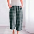 thumbnail image 2 of Sweatpants Women Summer Loose Fit Plaid Lightweight Washable Soft Fabric Capris Trousers Dark Green Lounge Pajama Pant L, 2 of 7