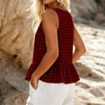 thumbnail image 6 of HappyYEE Summer Plaid Tank Tops for Women Round Neck Front Lace up Sleeveless Tops Loose Ruffle Flowy Casual Tanks Red L, 6 of 8