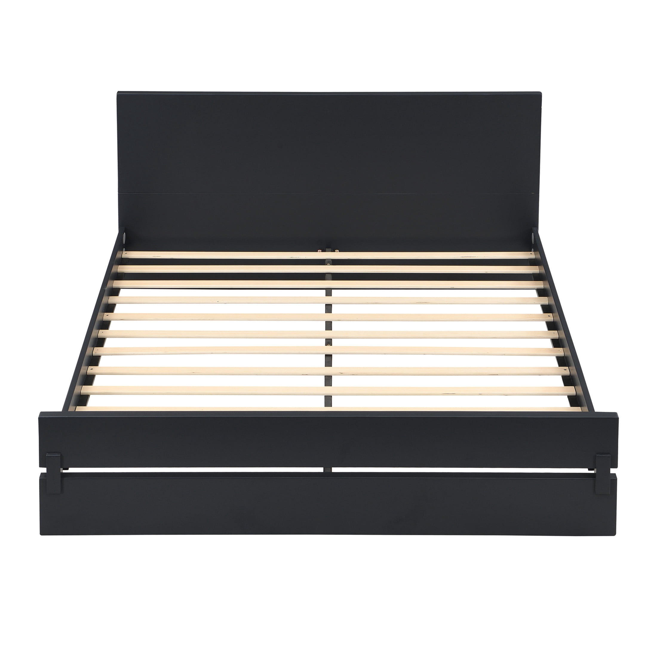 Christopher Knight Home Queen Size Solid Bamboo Platform Bed Frame, Minimalist Design, Black