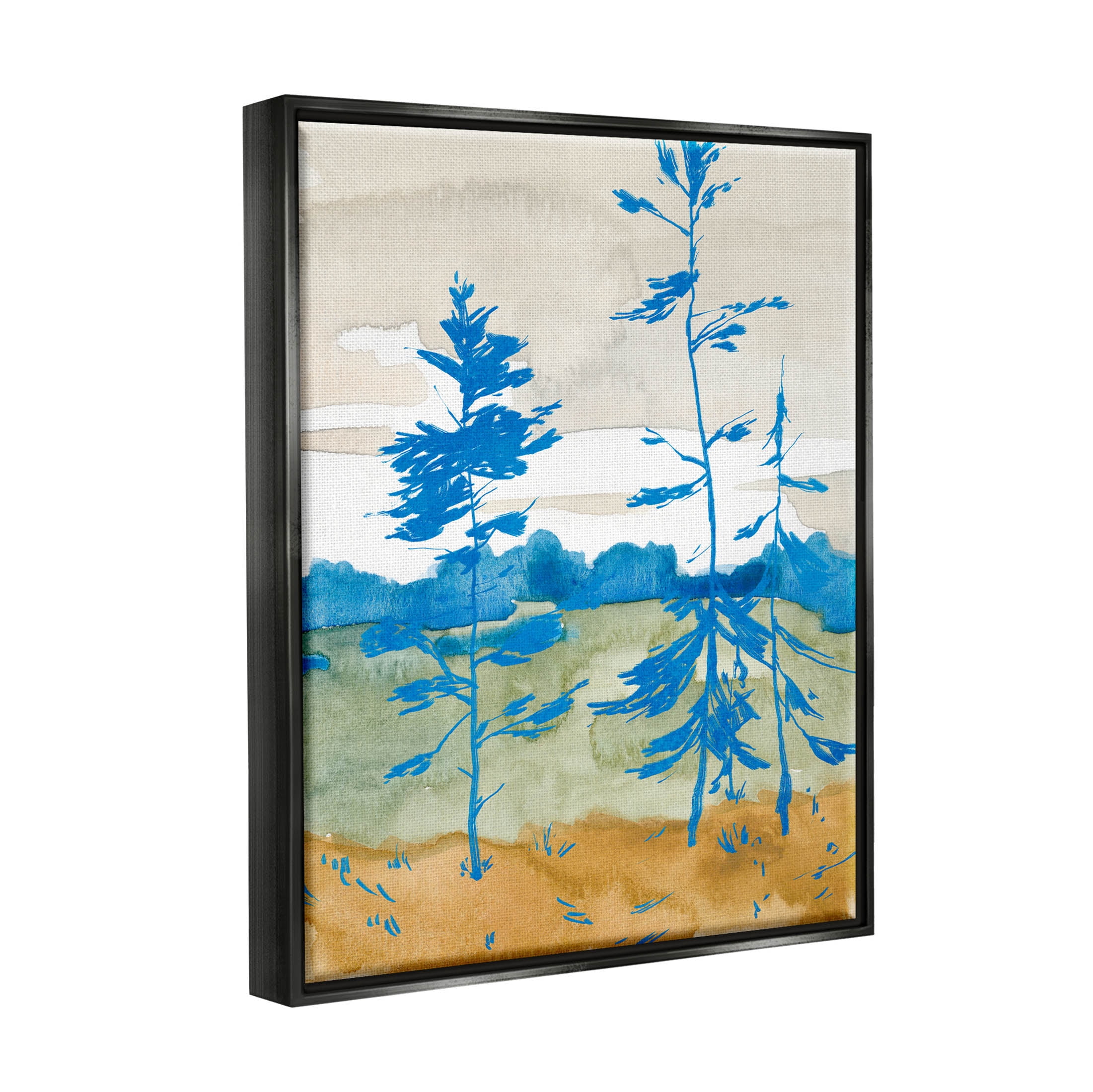 Stupell Industries Contemporary Nature Landscape Painting Jet Black Floating Framed Canvas Print Wall Art, Design by Jacob Green