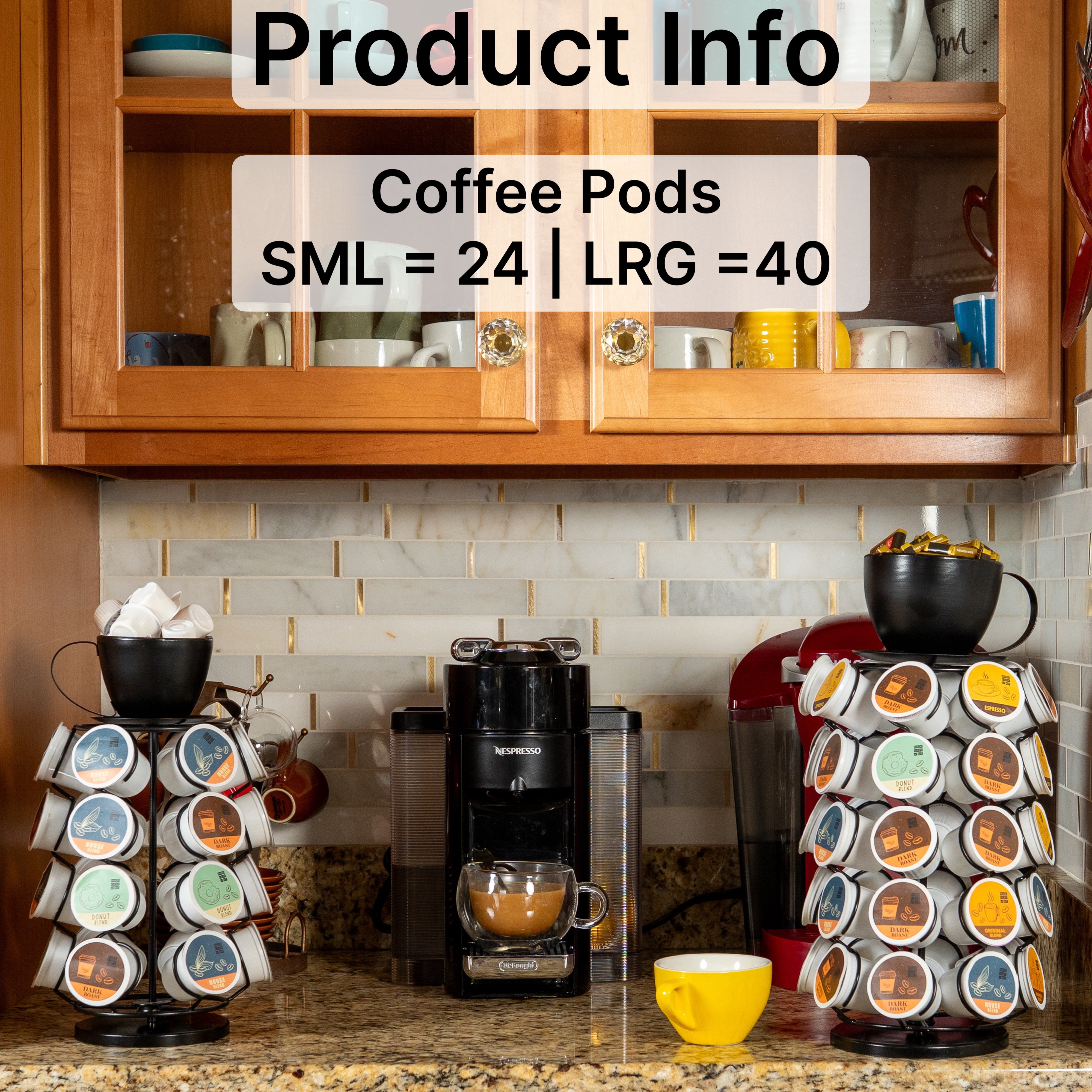 Made Easy Kit Carousel Coffee Pod Holder - Compatible with Keurig K-Pods K-Cups - Countertop 360 Spin Rack Storage Organizer - Metal Pre-Assembled Lazy Susan Revolving Base - Home, Kitchen, Office