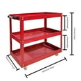 thumbnail image 3 of 3 Tier Heavy Duty Metal Tool Cart with Wheels, Durable Tool Storage, Load Capacity Rolling Utility cart for Garage Storage, Office Spaces, & Kitchen Use (Red), 3 of 8