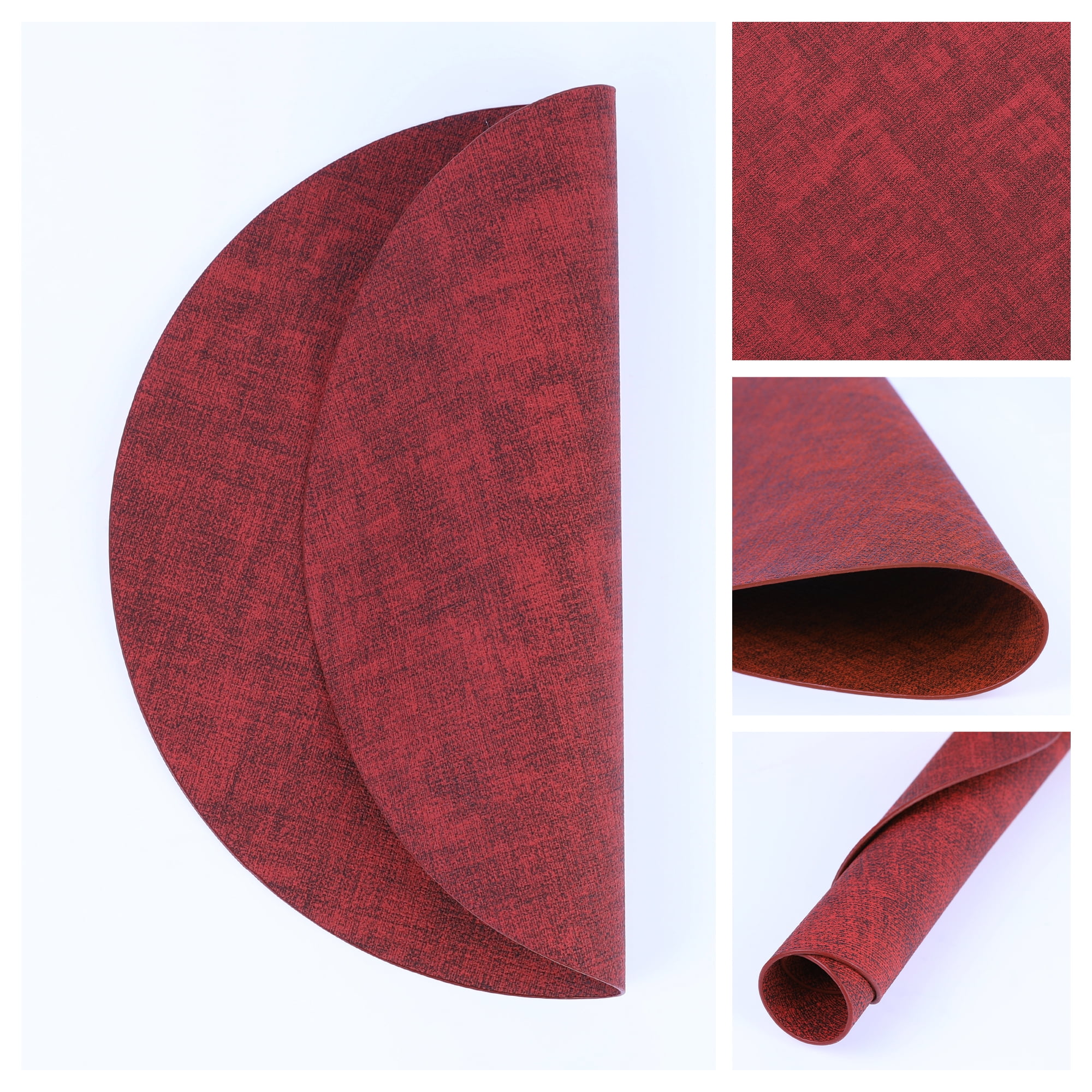 Unique Bargains Kitchen Placemats Washable Table Mat Wipeable Placemats Burgundy 13x13in