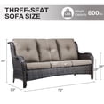 thumbnail image 3 of Bellefurn Outdoor Patio Sofa,Weather Resistant Wicker Patio 3-Seat Couch with Ottomans and Deep Seat Anti-Slip Cushion, Ideal for Porch, Poolside, Deck, 3 of 7