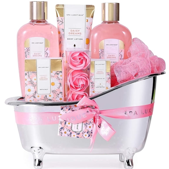 Spa Gift Baskets for Women Mothers Day Gifts for Mom, 8 Pcs Daisy Bath Body Care Gift Sets, Beauty Birthday Gifts for Her Pampering