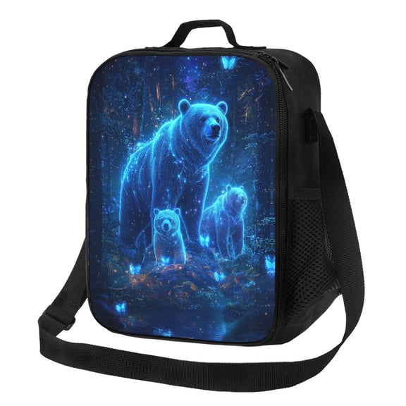 Mystical Bears Lunch Bag Reusable Lunch Box Insulated Tote Bag with Adjustable Shoulder Strap