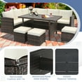 thumbnail image 4 of Gymax 7PCS Wicker Patio Conversation Furniture Set Sectional Sofa Set w/ White Cushions, 4 of 6