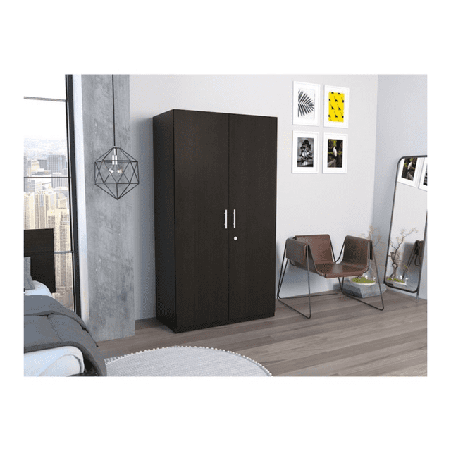 Clóset para Recámara Excelsior Wengue 2 Puertas con Entrepaños y Colgador Armario Organizador