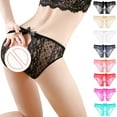 thumbnail image 3 of Odeerbi Women's Lace Crotchless Panties 2025 Valentine's Day Sexy Underwear Lace Bow Bikini Panties Pearl Silky Comfy Lace Brife Beige, 3 of 3