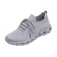 thumbnail image 2 of EKVAHL Women's Knit Upper Running Sneakers, Low Top Non Slip Tennis Sneakers, Solid Color Elastic Fit Athletic Sneakers Lace-Up Walking Shoes for Training Hiking Gray, 2 of 6