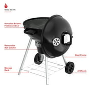 Nexgrill Premium 22.5 Charcoal Barbecue Grill with Adjustable Air Vent, Built-In Temperature Gauge, 362 SQ In Grate, Storage Rack, Portable Kettle Grill for Camping, and More - 810-0178 