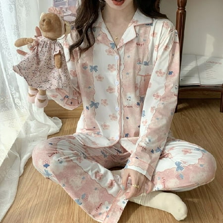 

PIKADINGNIS Pijama Set Womens Sleepwear Tops Long Pyjamas Set Spring Autumn Homewear Women Casual Sleepwear Nightwear Pajama Sets Pyjama