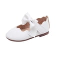 thumbnail image 2 of Girls' Solid Color Bow Flat Shoes, Soft Sole Ballet Style Mary Janes, Ideal for School, Parties, and Everyday Casual Wear White 4.5-5 Years, 2 of 9