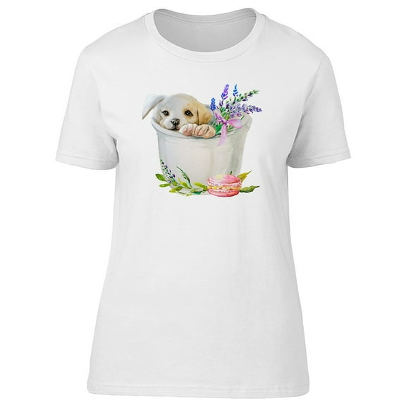 Beautiful Puppy And Flowers Tee Women's -Image by Shutterstock