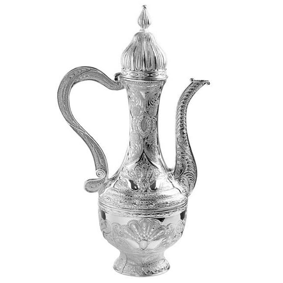 10.5 in. Chanukah Kriegel with Cover & Oil Bottle, Silver Plated Filigree