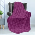 thumbnail image 4 of Abstract Soft Flannel Fleece Blanket, Victorian Damask Motif with Classic Floral Renaissance Effects Royal Design, Cozy Plush for Indoor and Outdoor Use, 50" x 60", Dark Magenta Pink, by Ambesonne, 4 of 5