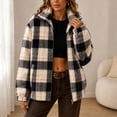 thumbnail image 4 of Fleece Jackets for Women Oversized Stand Collar Zip Up Jacket with Pockets Winter Casual Warm Trendy Plaid Plush Outerwear,Sizes S-2XL, 4 of 8