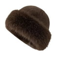 thumbnail image 4 of Gorro , gorro para mujer, gorro de piel sintética para invierno, para motociclistas, caminatas y viajes Marrón, 4 of 8