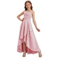 thumbnail image 4 of ITSAME Girls Formal Dress, Waist-Cinching High-Low Hem Square Neck Kids Wedding Pageant Party Prom Gown Pink 11-12T, 4 of 6