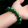 thumbnail image 3 of HOOUN Men Natural 8-18mm Dark Green Jade Round Gemstone Beads Stretchy Bangle Bracelet-14mm, 3 of 3
