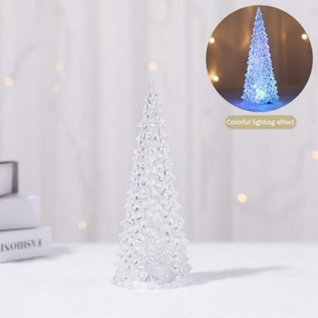 

Light Up Christmas Tree Tabletop Ornaments Colorful Night Light Home Room Decoration Holiday Gift (Clear 8.26*3.66 )