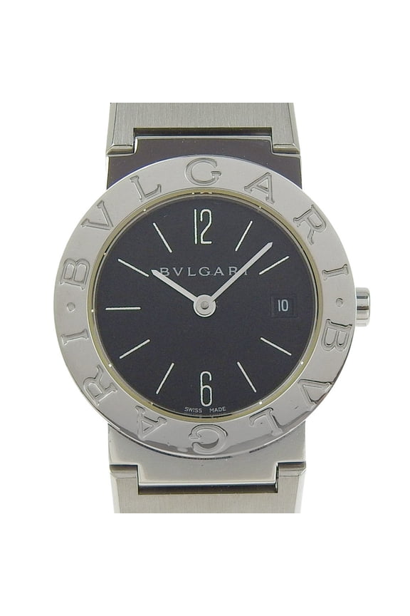 Pre-Owned Bvlgari Watch BB26SS Stainless Steel Quartz Analog Display Black Dial... (Good)