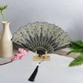 thumbnail image 4 of Unique Bargains 1 Pc Lucky Cloud Pattern Folding Fan for Masquerade Black Silk Fabric, 4 of 5