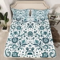 thumbnail image 2 of Manfei Traditional Flowers 4pcs Bed Sheets for Children Teens,Bohemian Floral King Sheets,Hippie Paisley Super Cozy Sheet Set,Microfiber Bedroom Decor, 2 of 7