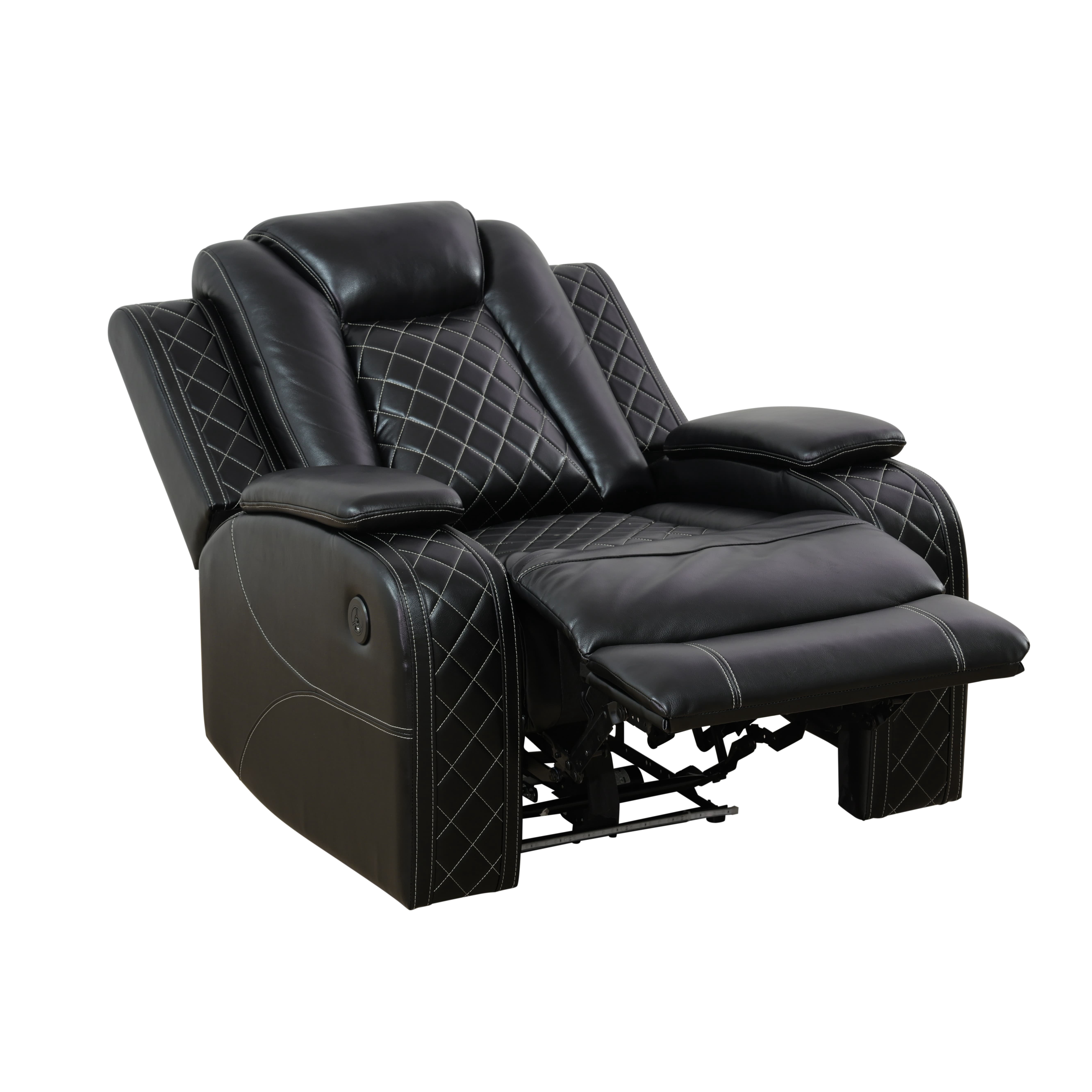 MAYEERTY Power Recliner Chair, Electric Leather Reclining Chair with USB Charging, LED Lighting & Adjustable Backrest for Living Room, Black