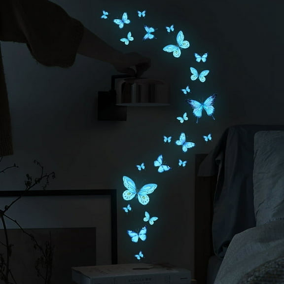 Glowing Blue Butterfly Wall Sticker Butterfly Sticker Bedroom Decoration