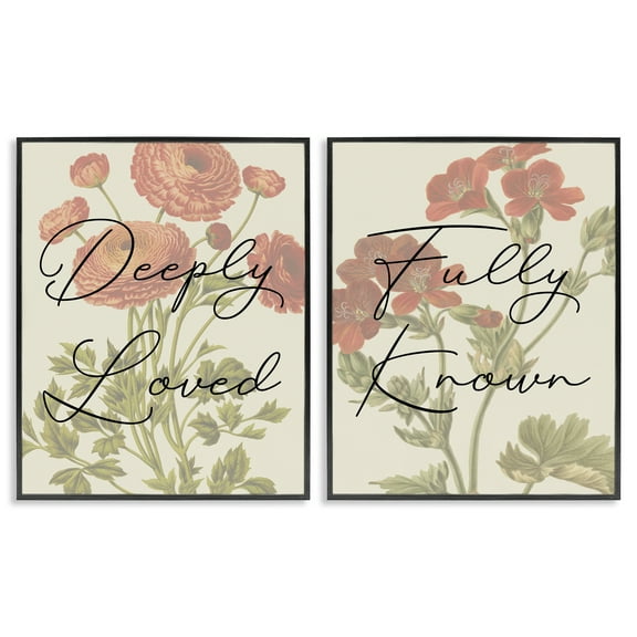 Stupell Industries Loved & Known Florals Plants & Flowers Painting Black Framed Art Print Wall Art, 11 x 14, Set of 2