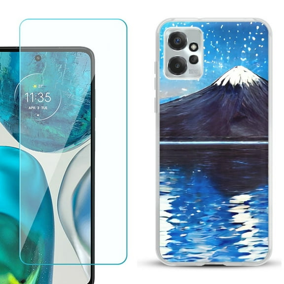 OneToughShield ® for Motorola Moto G Power 5G 2023 Shockproof Fashion Phone Case, with Tempered Glass Screen Protector - Starry Night Fuji