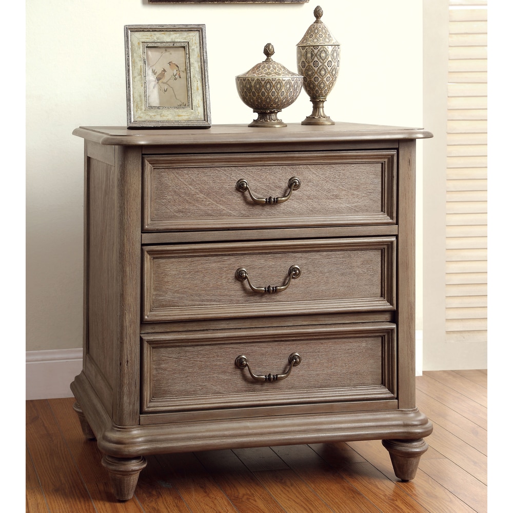 Furniture Of America Rusi Rustic Grey Solid Wood 2 Drawer Nightstand Walmart Com Walmart Com
