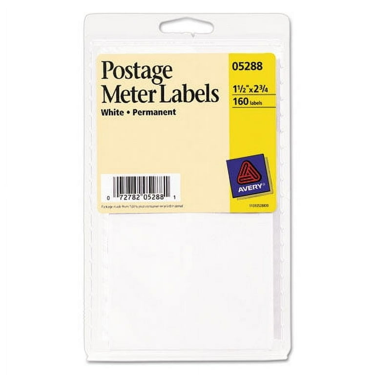 Postage Meter Labels For Pitney-Bowes Postage Machines, 1.5 x 2.75, White, 4/Sheet, 40 Sheets/Pack, (5288)