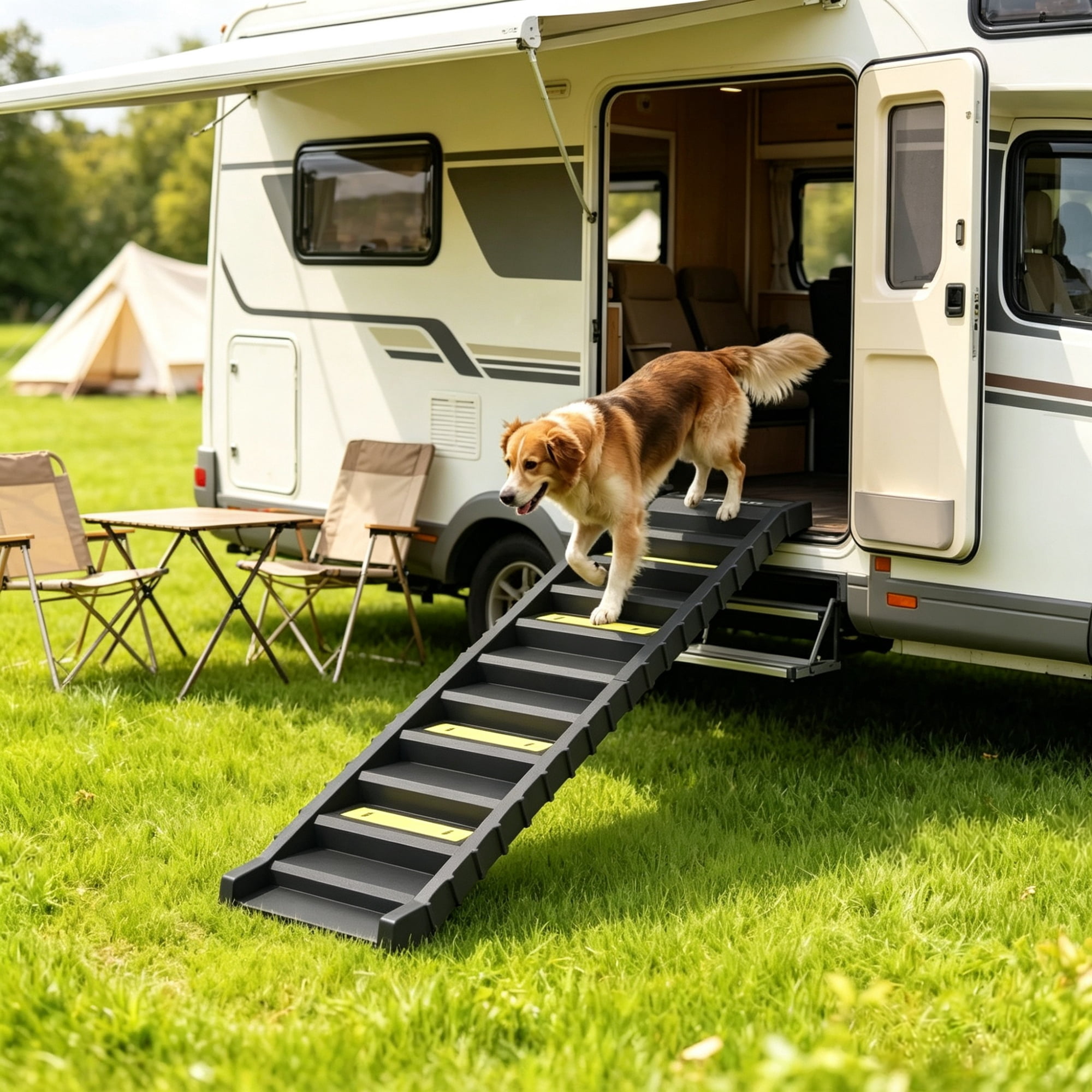 Folding Pet Car Ramp, Foldable Dog Ramp for Large Medium Small Dogs, Black