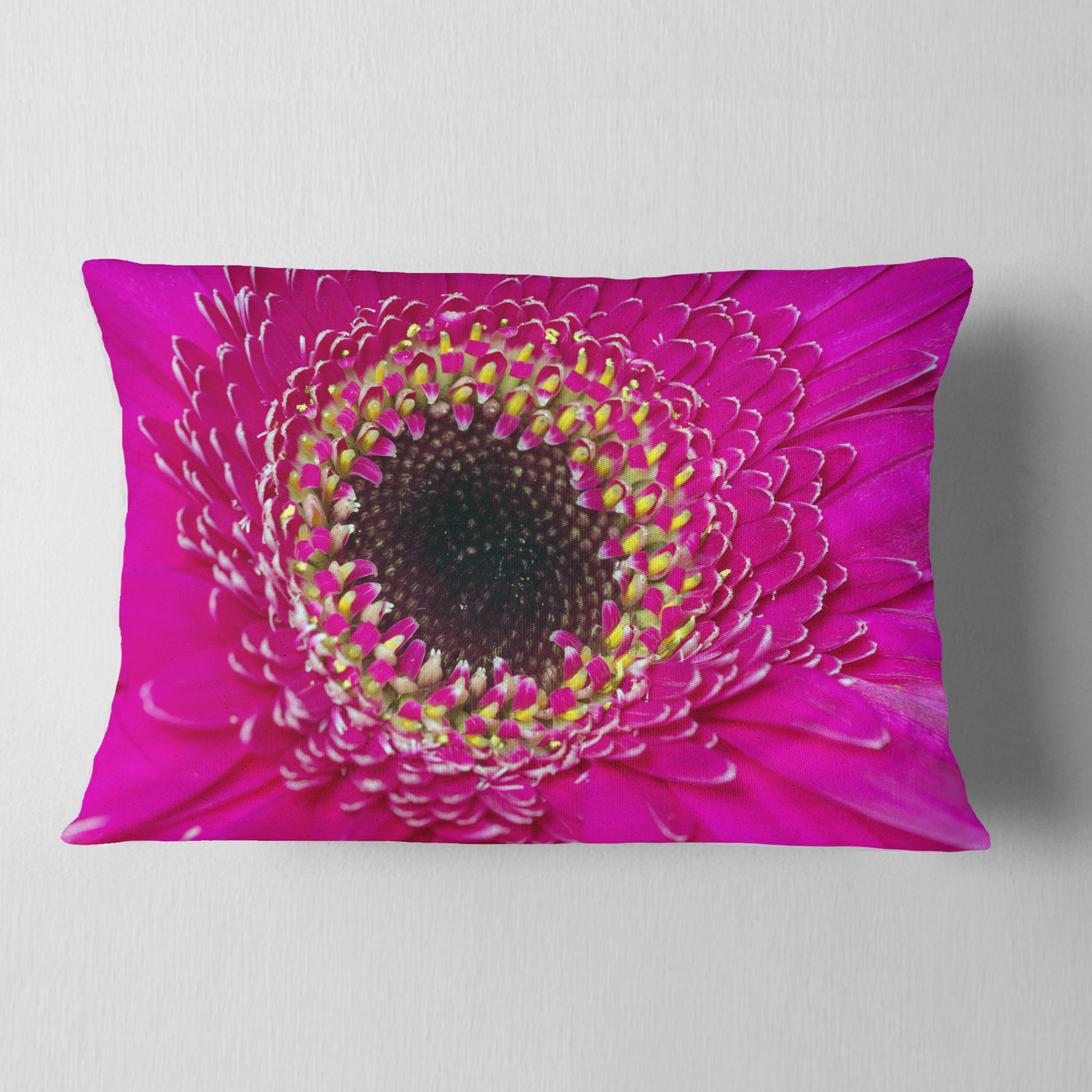 Designart Center of Gerbera Flower Close up - Flowers Throw Pillowwork - 12x20