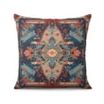 thumbnail image 2 of Boho Red and Blue Pattern Ethnic Design Farmhouse Throw Pillow Covers 18 X 18 Inch, Set Of 4, Linen Study Sofa Cushion Cover Indoor Living Room Home Decor, 2 of 5