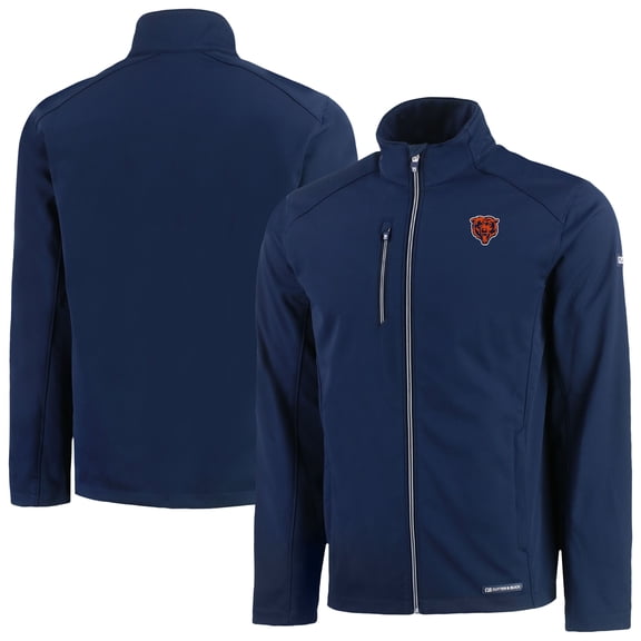 Men's Cutter & Buck Navy Chicago Bears Evoke Eco Softshell Recycled Full-Zip Jacket