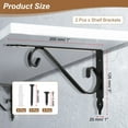 thumbnail image 2 of Uxcell 2 Pcs Soportes Decorativos para Estantes, Soportes para Estantes Flotantes de 200mm/8 Pulgadas para Estanterías de Pared, Negro, 2 of 7