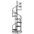 thumbnail image 3 of Miekor Furniture 69-inch 8-shelf Staircase Bookshelf Rustic Brown Unique Black Spiral Design Rustic and Industrial Piece Heavy Gauge Steel Frame 1pc 92088, 3 of 8