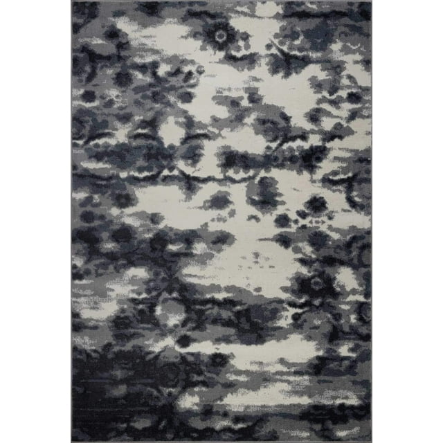 Ladole Rugs Soft Durable Oakridge Micro Polyester Area Rug Carpet in Grey-Cream (2'7" x 4'11", 80cm x 150cm)
