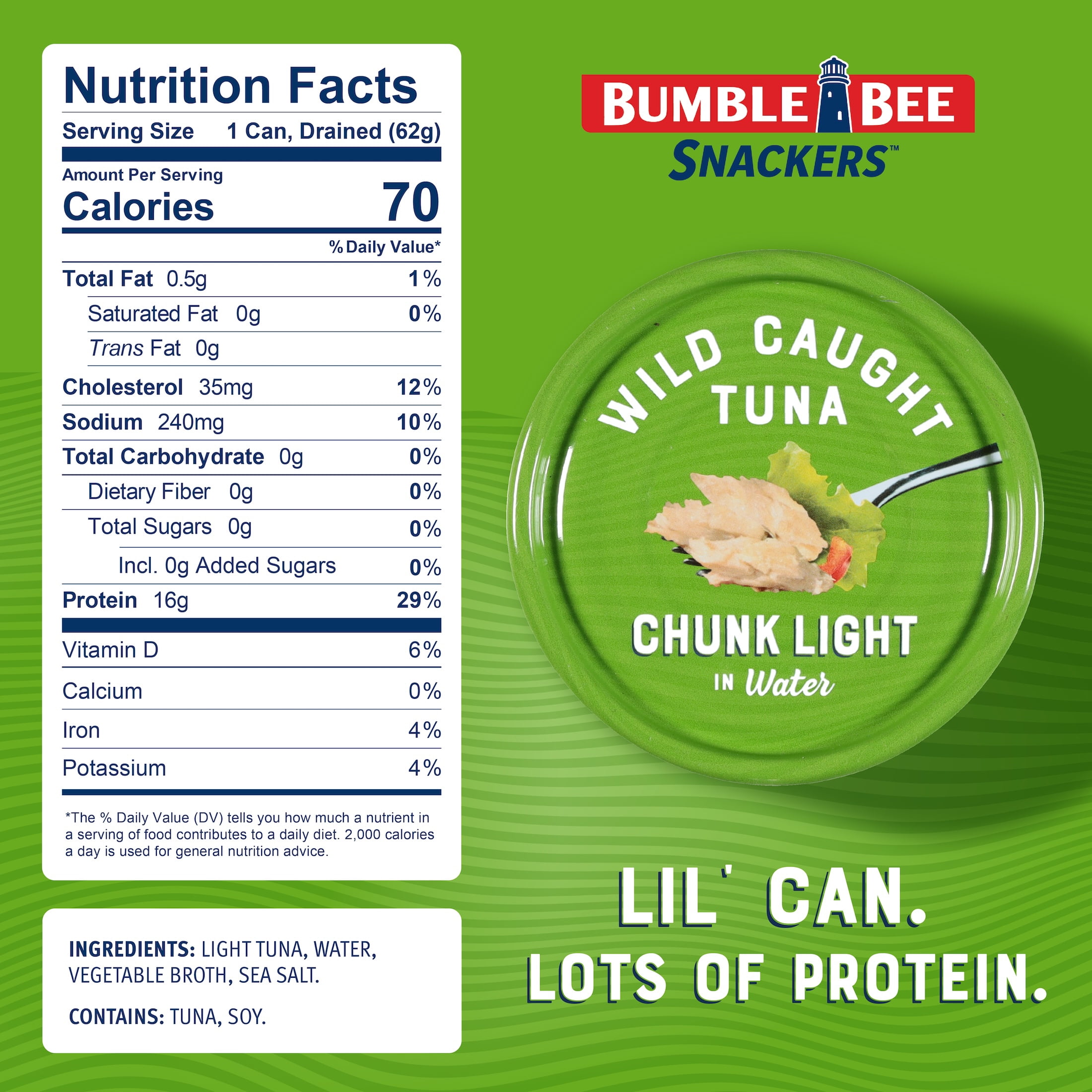 (16 pack) Bumble Bee Chunk Light Tuna, Wild Caught, Gluten Free, 16g Protein per Serving, Ready to Eat, Shelf Stable Pull Tab Can, 3oz