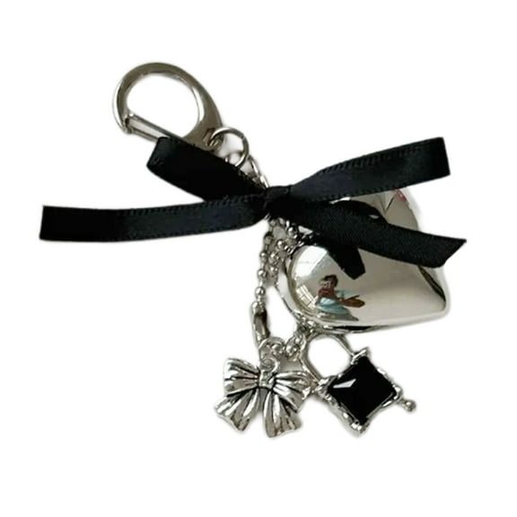 Fogun Delicate Heart Bag Pendant Elegant Heart Keyring Stylish Bowknot Pendant Charm Accessory for Bag and Key