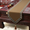 thumbnail image 4 of Table Runners,Solid Color Flannel Tassel Table Runners With Edge Design,Anti-slip Dust-proof Table Runner For Teahouse TV Cabinet Dining Table -Lake Blue-33x200cm, 4 of 9